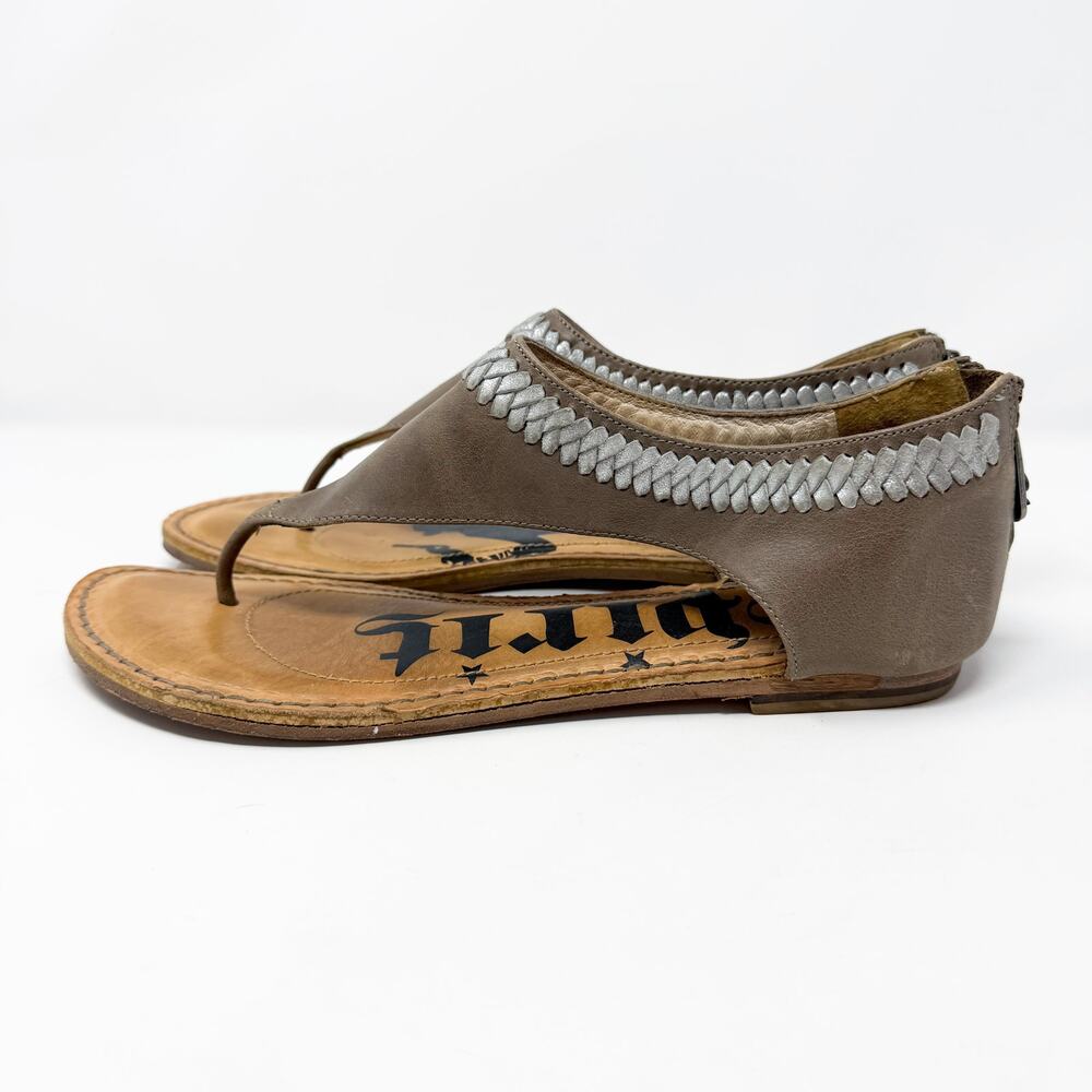 Lucchese Spirit Tan Leather Carly Gladiator Sandals Size 10 Thong Style Back Zip - Picture 3 of 8